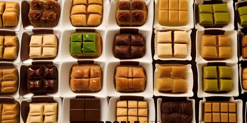 A variety of desserts in a box