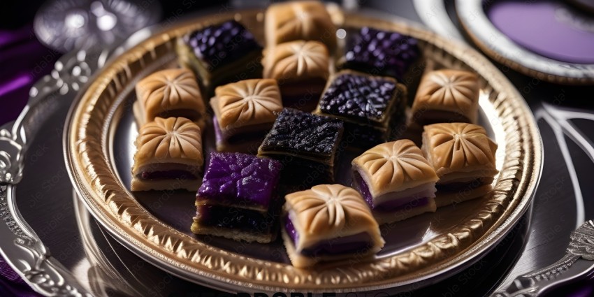Plate of Pastries with Purple Frosting