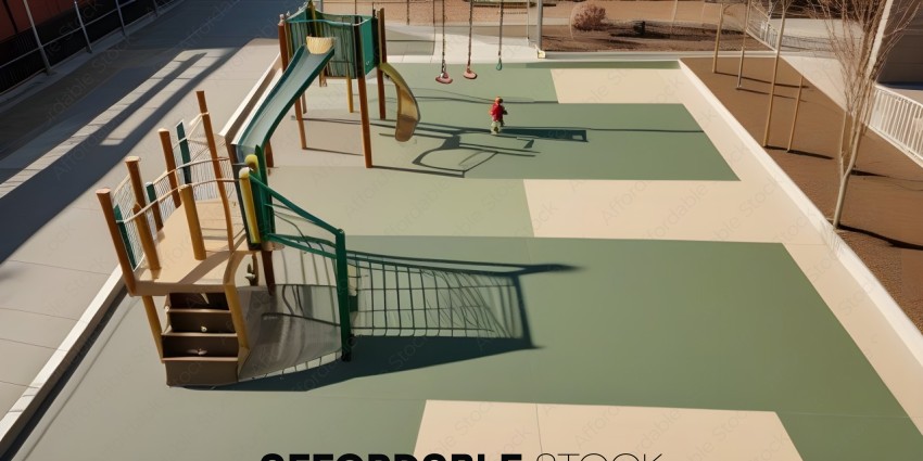 A child is climbing a playground structure