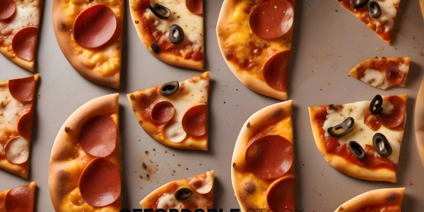 Slices of Pizza with Olives and Pepperoni