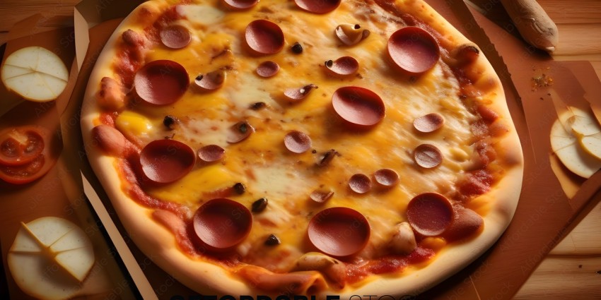 A close up of a pizza with a lot of cheese and pepperoni