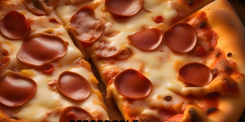A slice of pizza with pepperoni and cheese