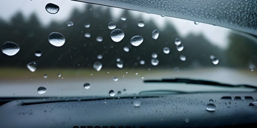 Raindrops on a car windshield