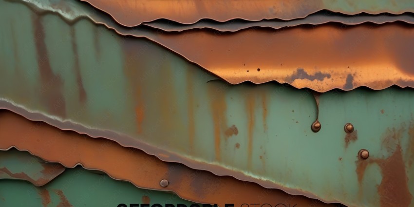 Rusty metal with green paint peeling off