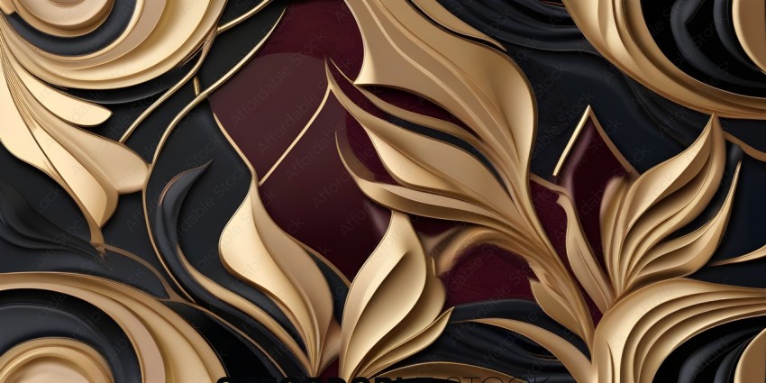 Gold and Black Leaf Design