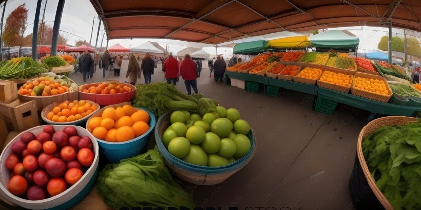 Fruit and Vegetables on Display at Market