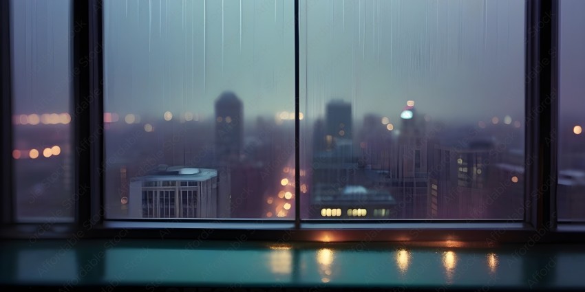 A view of a city at night from a window