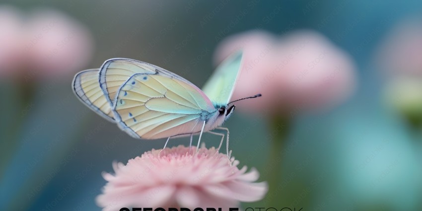 A butterfly with a pink wing and a blue wing