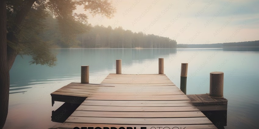 A wooden dock with a view of the water