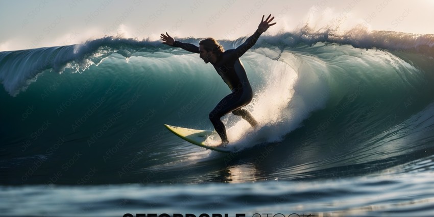 Man Surfing in Ocean Wave