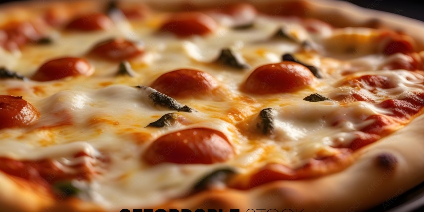A close up of a pizza with pepperoni and mushrooms