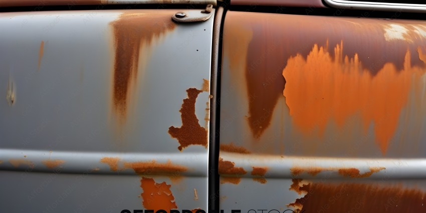 Rusty metal with orange paint peeling off