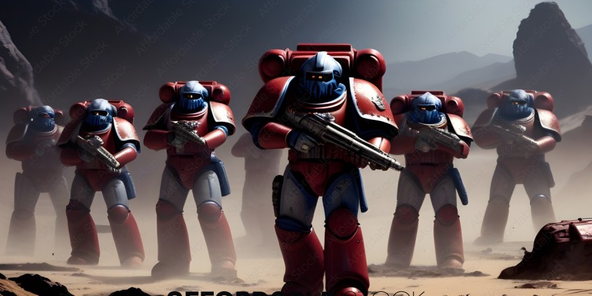 Red Robot Soldiers with Guns