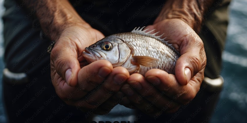 A person holding a fish in their hands
