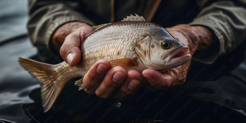 A person holding a fish in their hand