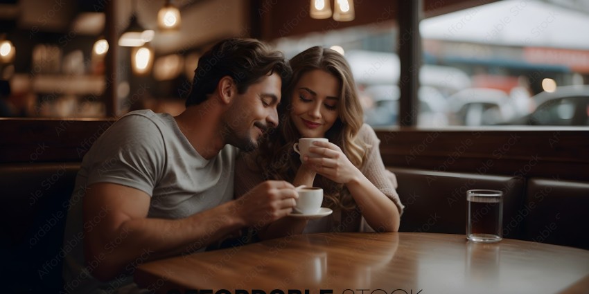 A couple enjoys a cup of coffee together