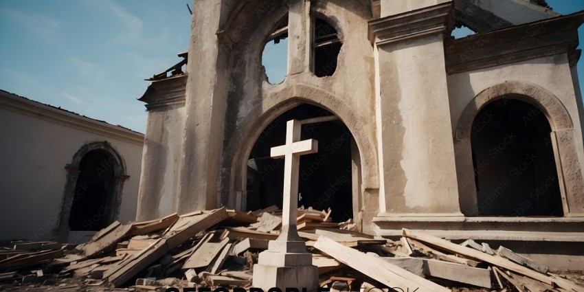 A Cross in the Rubble of a Church