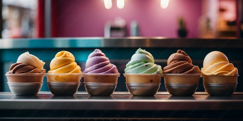 Four Different Flavors of Ice Cream in Cups