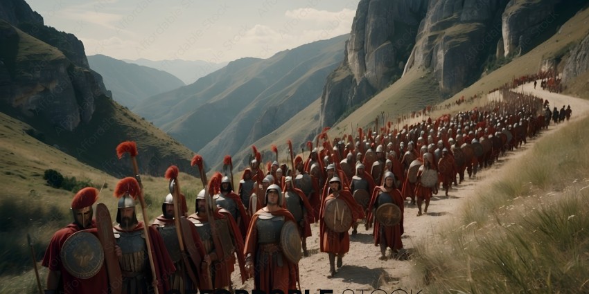 A group of soldiers marching in a line