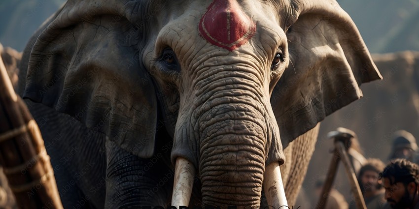 Elephant with red dot on forehead