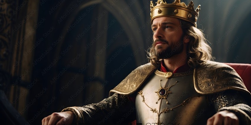 A man wearing a crown and a suit of armor