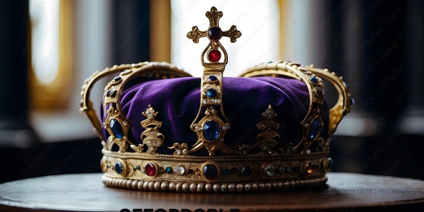 Crown with purple velvet and gold filigree