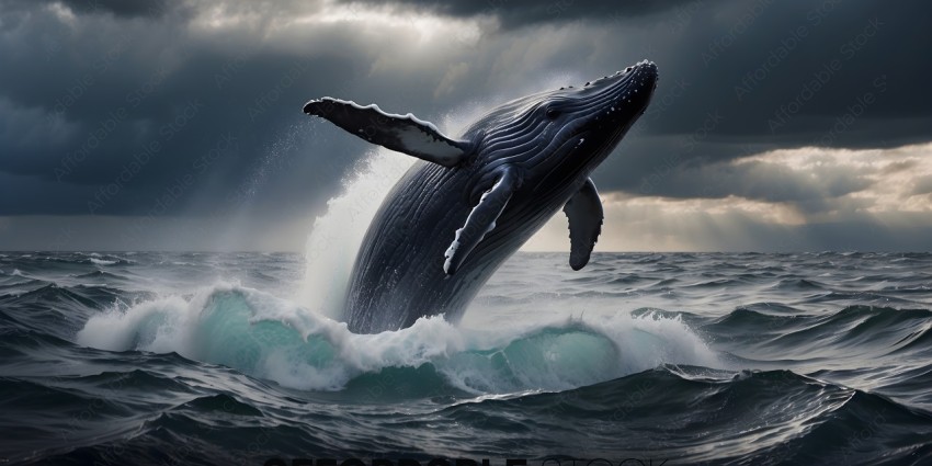 A whale leaps out of the water
