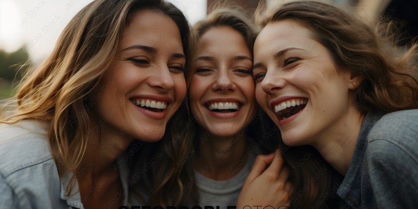 Three women laughing together