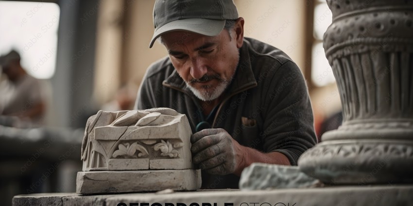 A man working on a sculpture