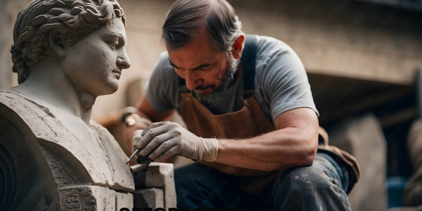Man working on a sculpture