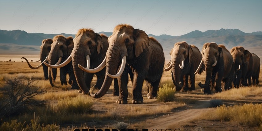A herd of elephants walking in a field