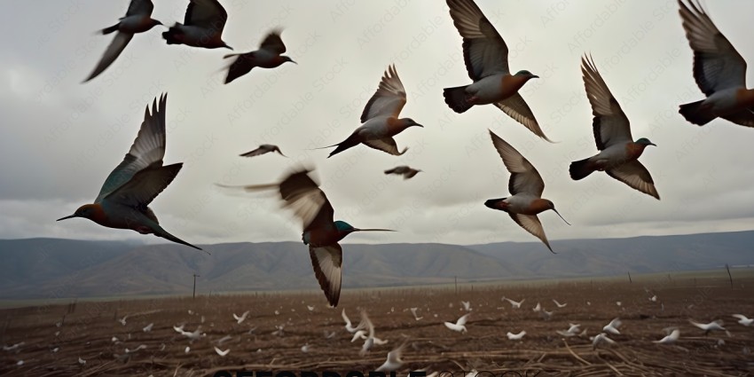 Flock of Birds Flying in the Sky