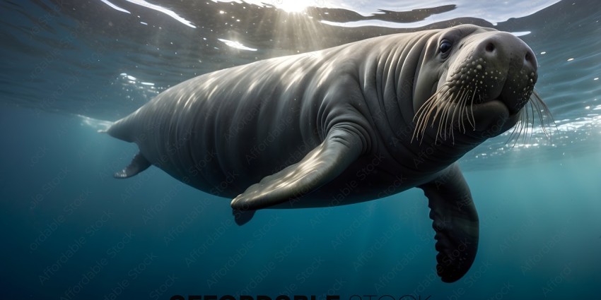 A seal swims underwater in the ocean