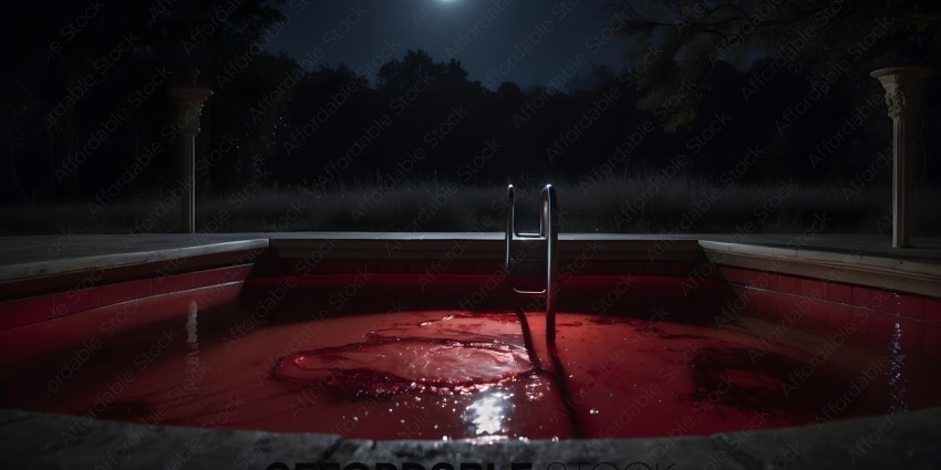 A red hot tub with a silver handle