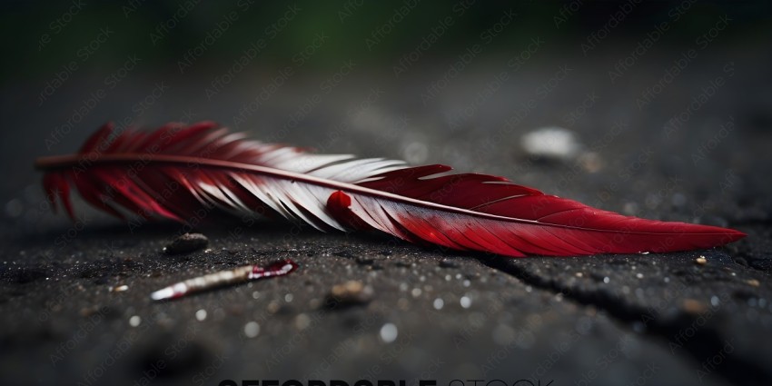 Red Feather on Ground