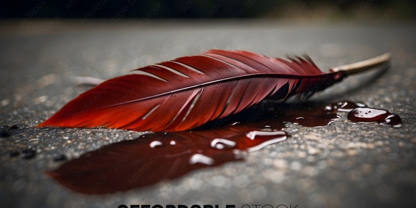 Red Feather on Ground