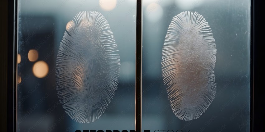 A pair of fingerprints on a glass door
