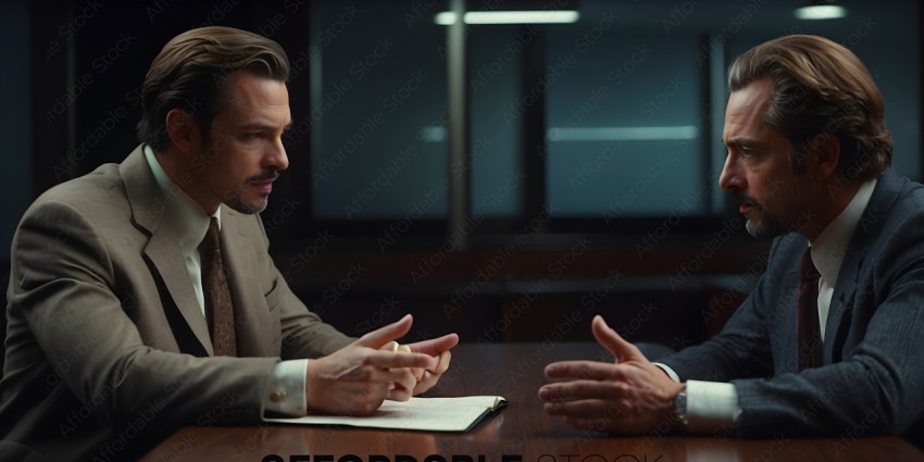 Two men in suits discussing something
