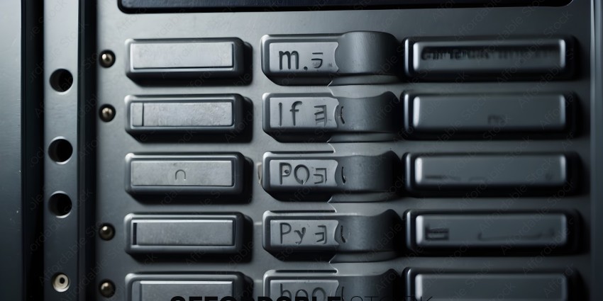A close up of a cell phone with the letters m, n, p, o, and q visible
