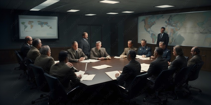 Military Officials Meeting in a Conference Room