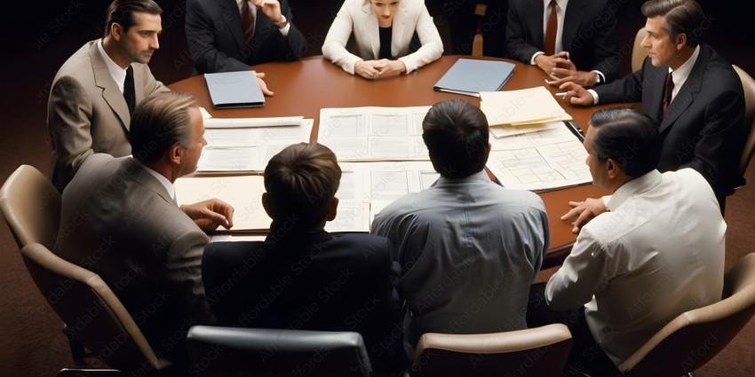 Business Meeting with a Woman in the Center