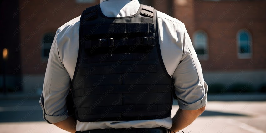 Man wearing a bulletproof vest