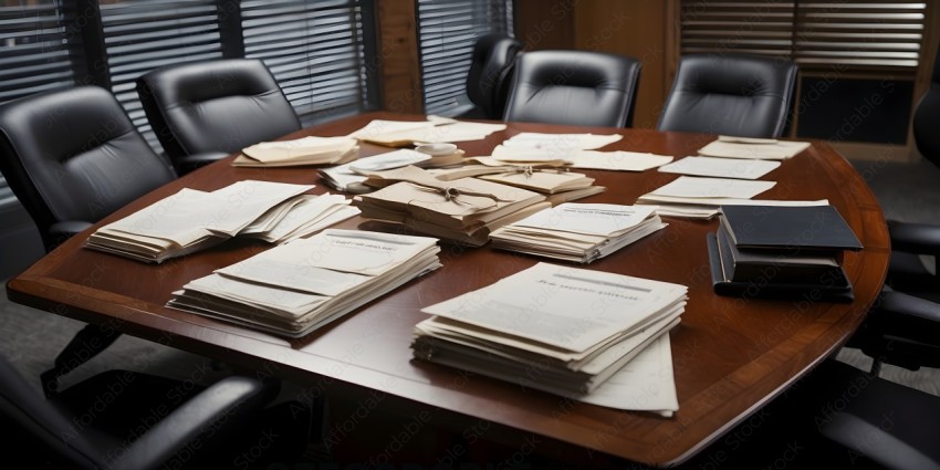 A table full of papers and folders