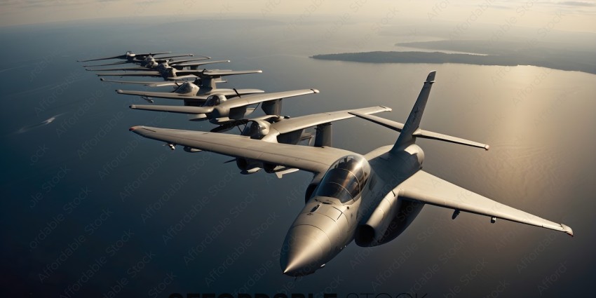 A group of fighter jets flying in formation