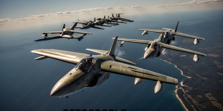 A group of fighter jets flying in formation