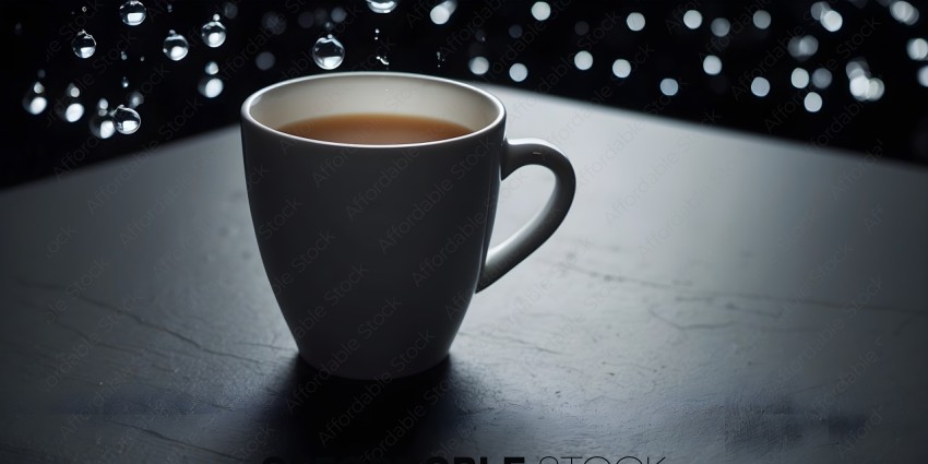 A cup of tea with bubbles in the background