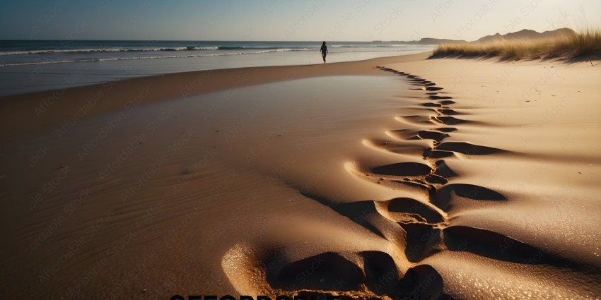 A person's footprints in the sand