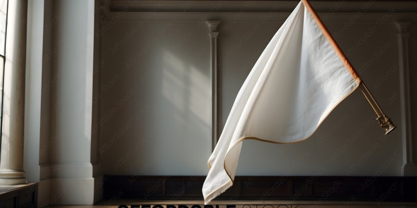 A white cloth hanging on a wall