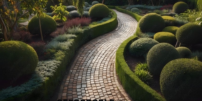 A pathway made of bricks and grass