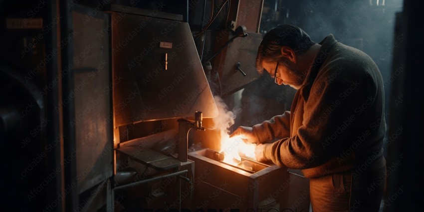 A man working with a flame